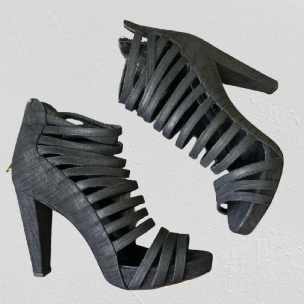 Loeffler Randall NEW Mabel Nubuck Caged Gladiator Heels - Picture 3 of 14